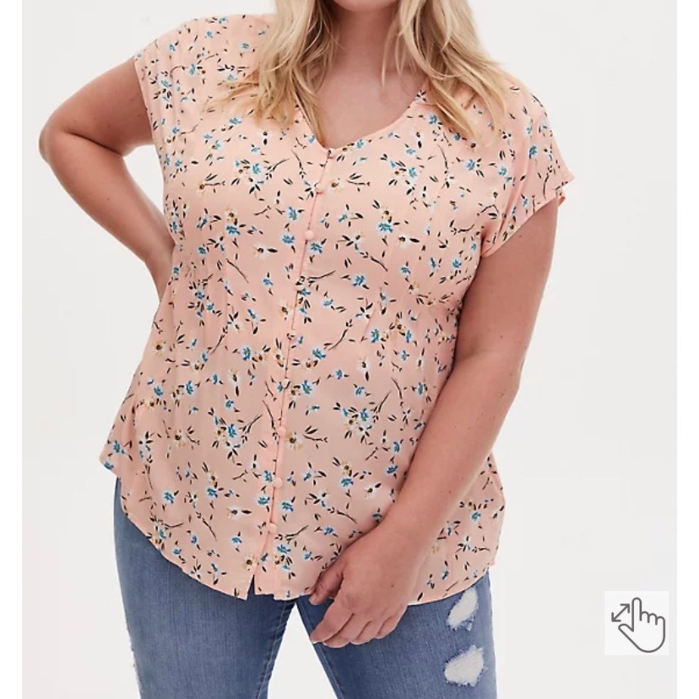 Torrid Peach Floral Blouse